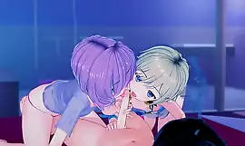 Two cute Femboys getting fucked in a threesome. Gay Hentai.