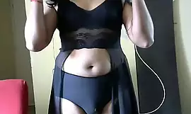 (RE-UPLOADED) Krithi CD Navel Tease in Black Lingerie - with BGM (Tamil Song) #NavelQueen