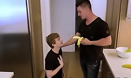 Banana Trick With Dad and son - GayDaddyTwink xxx movie