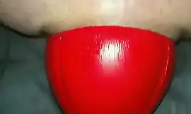 Huge 12 cm wide Red Football sliding out of my Ass up close in Slow Motion