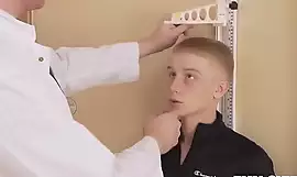 Cute youngsters fellated by doctor